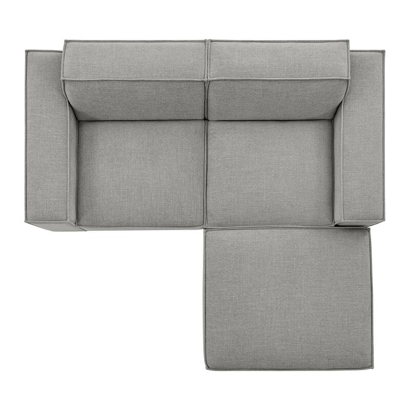 Restore 3-Piece Performance Fabric Upholstered Modular Loveseat with Ottoman