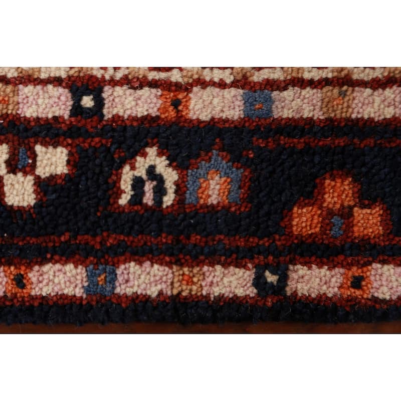 Geometric Khotan Indian Foyer Rug Handmade Wool Carpet - 2'10"x 5'0"