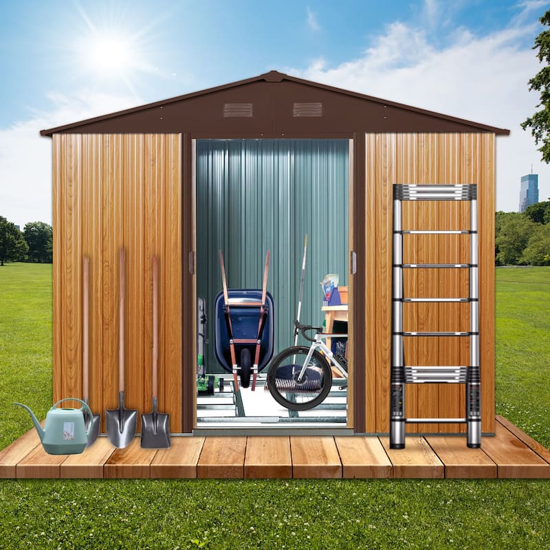 Rust-resistant Metal Storage Shed with Sliding Lockable Door Garden Shed Tool Shed Pet Shed, Punched Vents, Water-proof