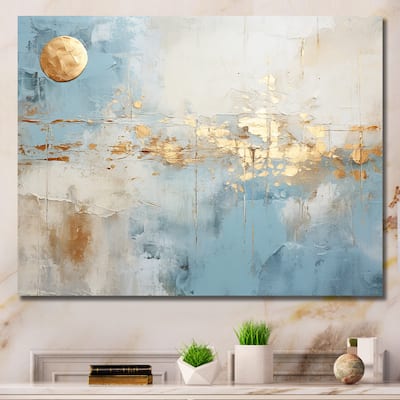 Designart "Blue And Gold Minimal Expression" Abstract Shapes Wall Art