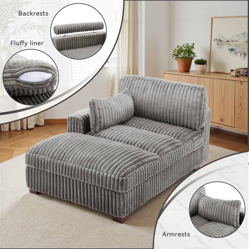 UIXE Upholstered Plush Chaise Lounge Chair For Interior