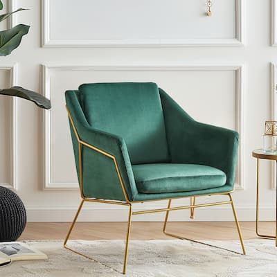 Modern Lounge Chair Home Velvet Accent Chair with Metal Frame Suitable for Living Room Bedroom Office