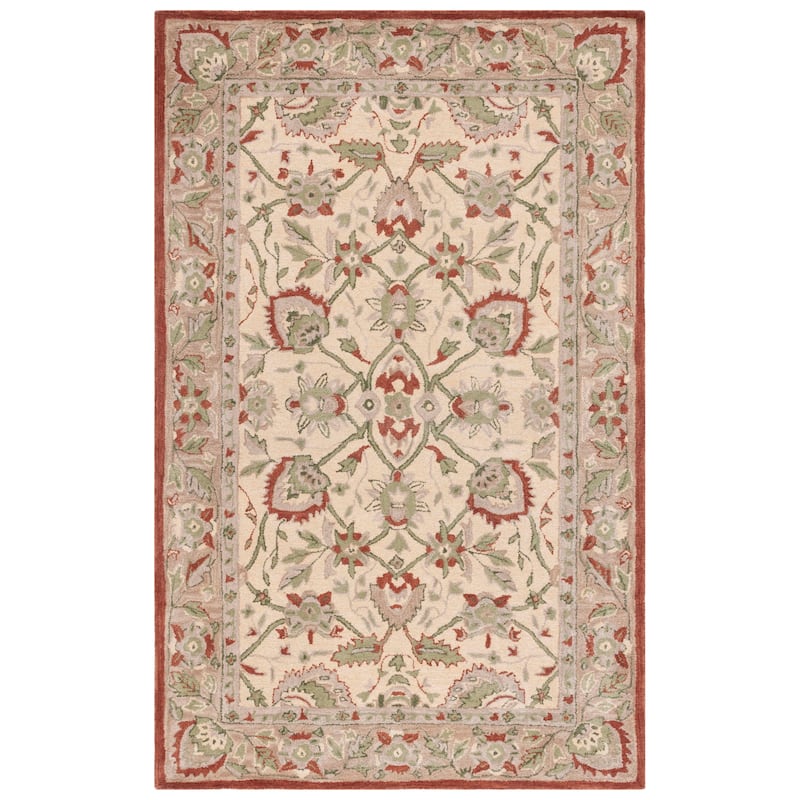 SAFAVIEH Handmade Antiquity Varvara Oriental Wool Rug - 2' x 3' - Rust/Ivory