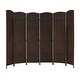 preview thumbnail 7 of 8, Oriental Furniture 6-Panel Room Divider, Folding Privacy Screens w/ Diamond Double-Weave, Vintage Brown - 6 Panels