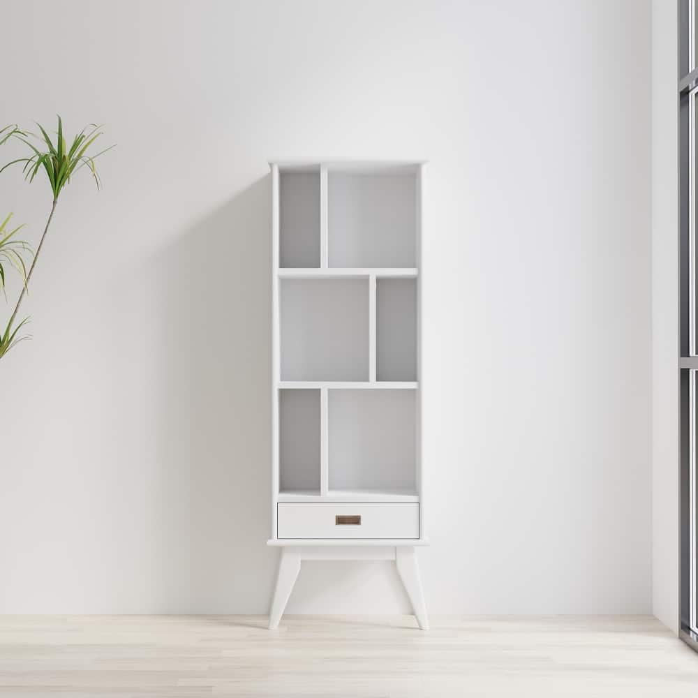WYNDENHALL Tierney SOLID HARDWOOD 64 inch x 22 inch Mid Century Modern Bookcase and Storage Unit - 22"w x 14"d x 64" h