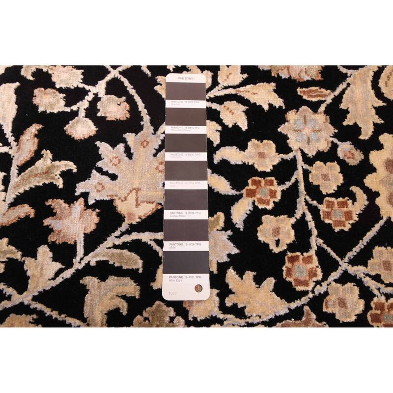 ECARPETGALLERY Hand-knotted Mirzapur Black Viscose, Wool Rug - 6'3 x 9'9