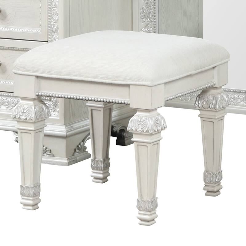 Furniture of America Fornan Traditional Creamy White Solid Wood 6-Drawer Vanity Set with LED Light and Power Outlet