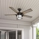 preview thumbnail 1 of 25, Hunter 54" Key Biscayne Outdoor Ceiling Fan with LED Light Kit and Pull Chain, Damp Rated Onyx Bengal