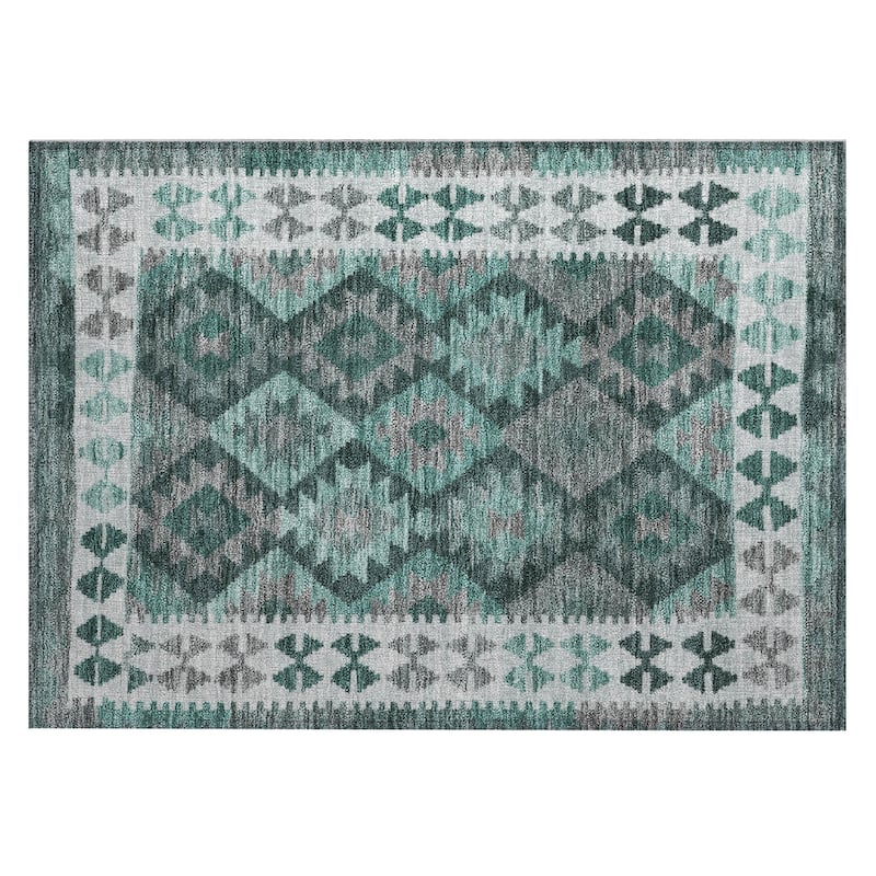 Machine Washable Indoor/ Outdoor Boho Global Chantille Rug