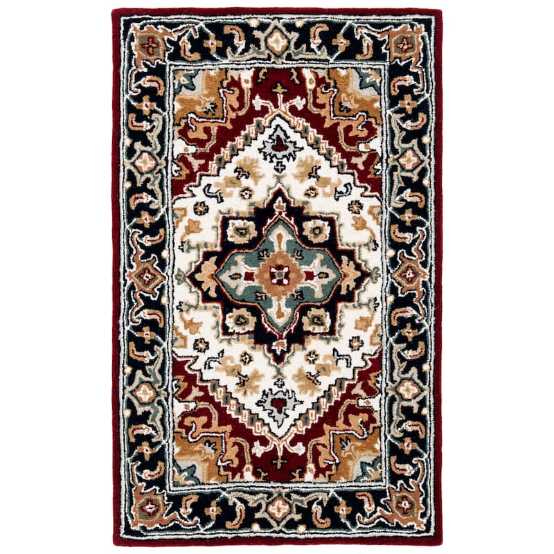 SAFAVIEH Handmade Heritage Asia Traditional Oriental Wool Rug - 2' x 3' - Ivory/Red