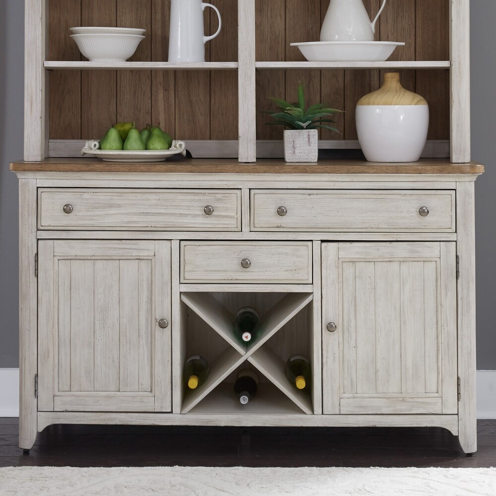 Liberty Furniture Farmhouse Reimagined Antique White and Chestnut Tops Buffet (Chestnut)