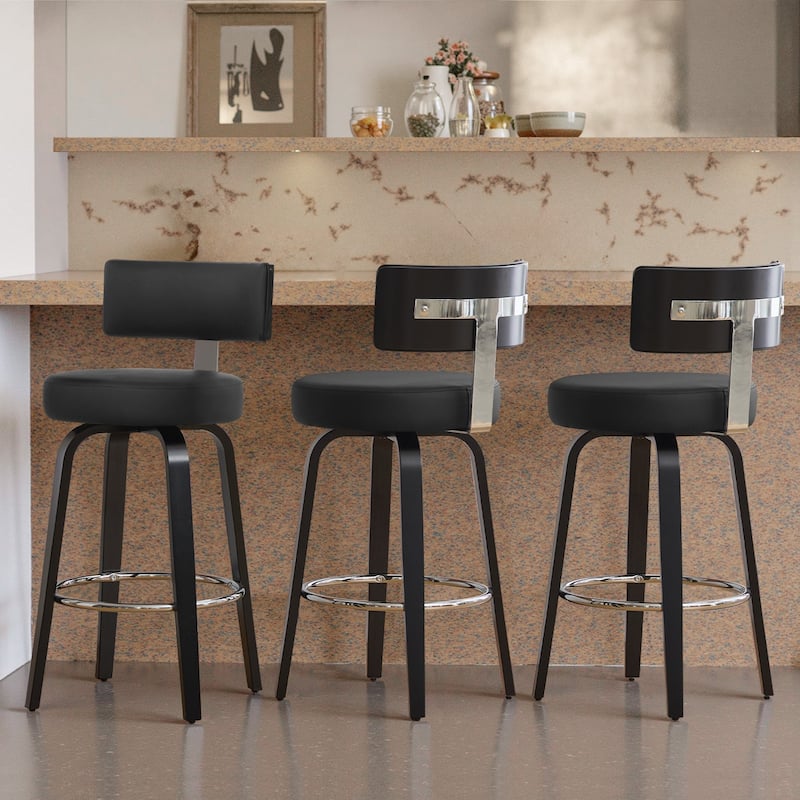 Upholstered Swivel Counter/ Bar Stools with T-Shaped Backrest