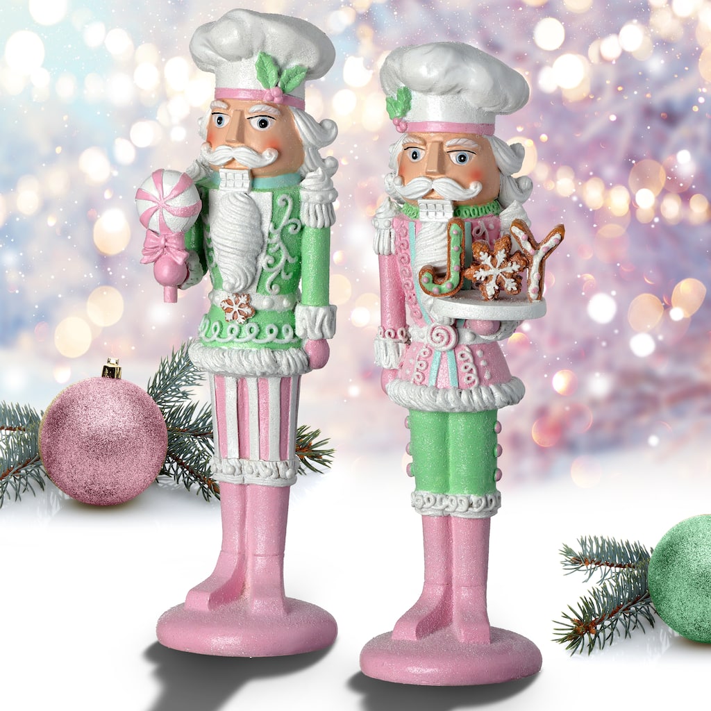 11.5" Resin Pastel Candy Nutcracker Set of 2