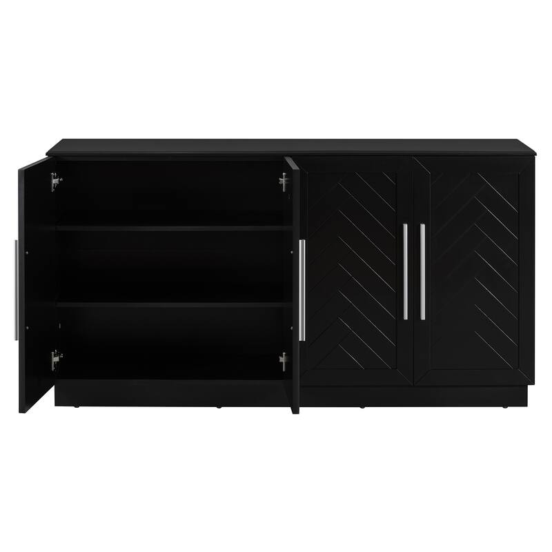 Rectangular Sideboard with 4 doors and metal handles
