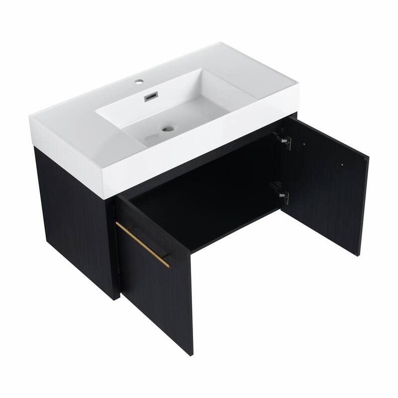 Wall-Mounted Bathroom Vanity with Thick-Edged Resin Basin Sink