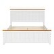 preview thumbnail 3 of 8, Full Size Wood Platform Bed Wooden Slat Support, Vintage Simple Bed Frame with Rectangular Headboard and Footboard, White