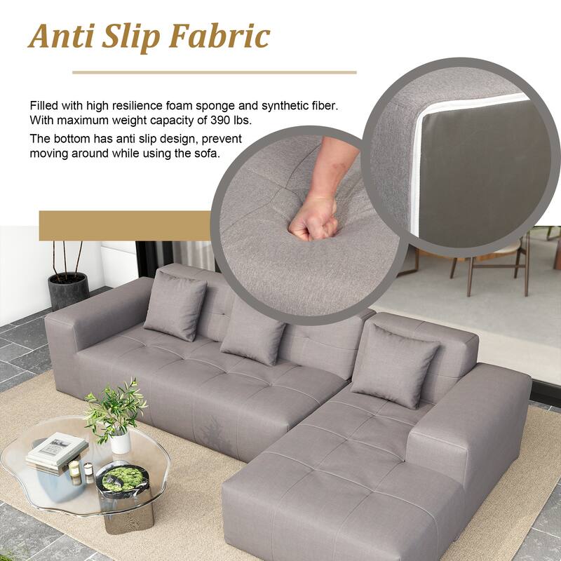 Outdoor Upholstered Chaise Modular Sectional Sofa Set