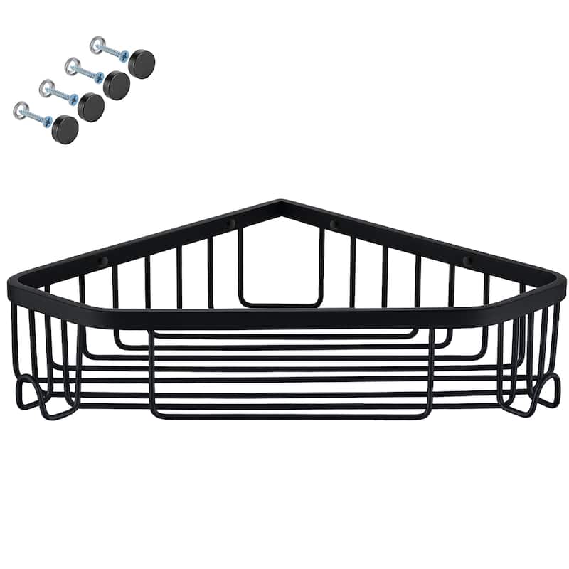 Wall Mounted Bathroom Shower Caddy Stainless Steel Shelf Basket - Matte Black