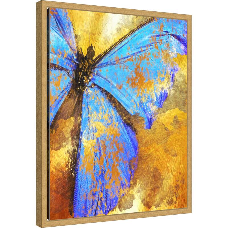 Blue Butterfly by Sannel Larson Framed Canvas Wall Art Print