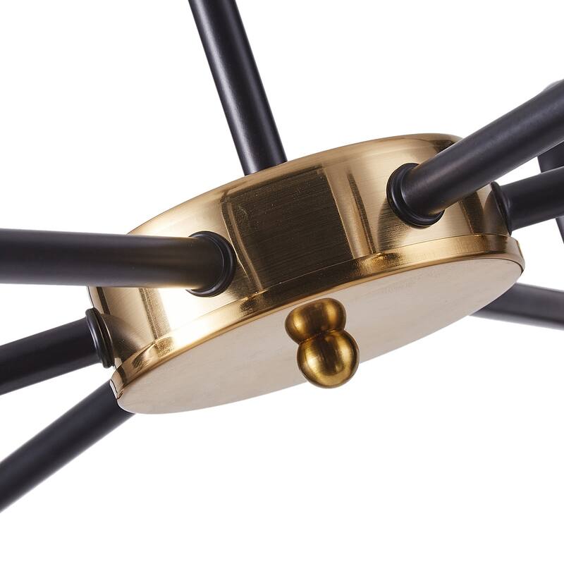 Modern Black 12-Light Sputnik Pendant Lamp with White Glass Shade