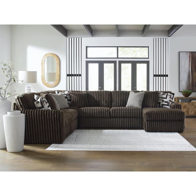 Signature Design by Ashley Midnight-Madness 4-Piece Sectional with Chaise - 151"W x 121"D x 40"H - Left Facing - Brown