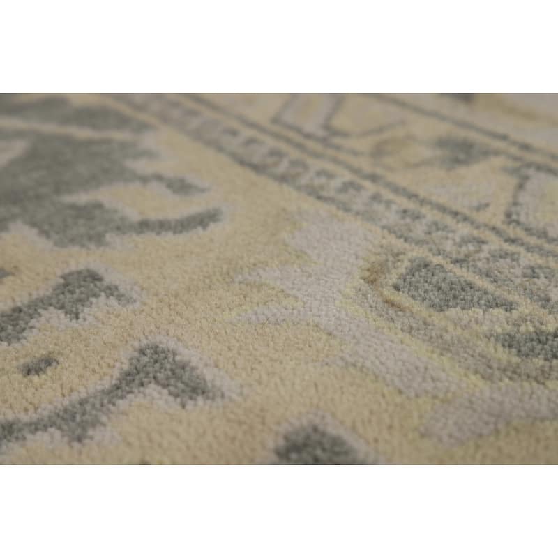 Gray Oushak Indian Area Rug Handmade Transitional Wool Carpet - 8'2" x 9'11"