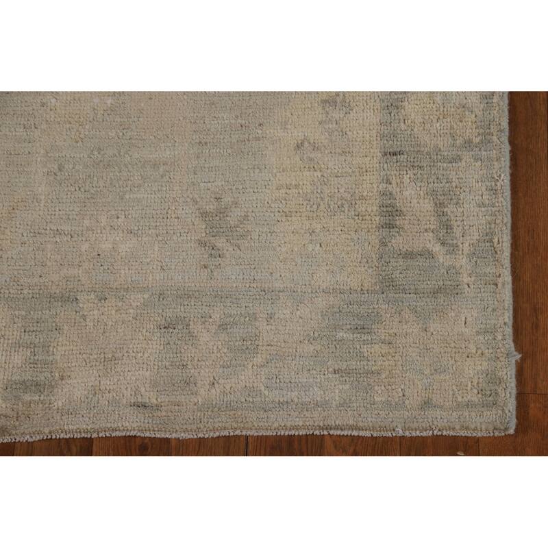 Hand Knotted Oriental 100% Wool Carpet Transitional All-Over Beige & Ivories Oushak Runner Rug - 8' 4'' X 3' 0''