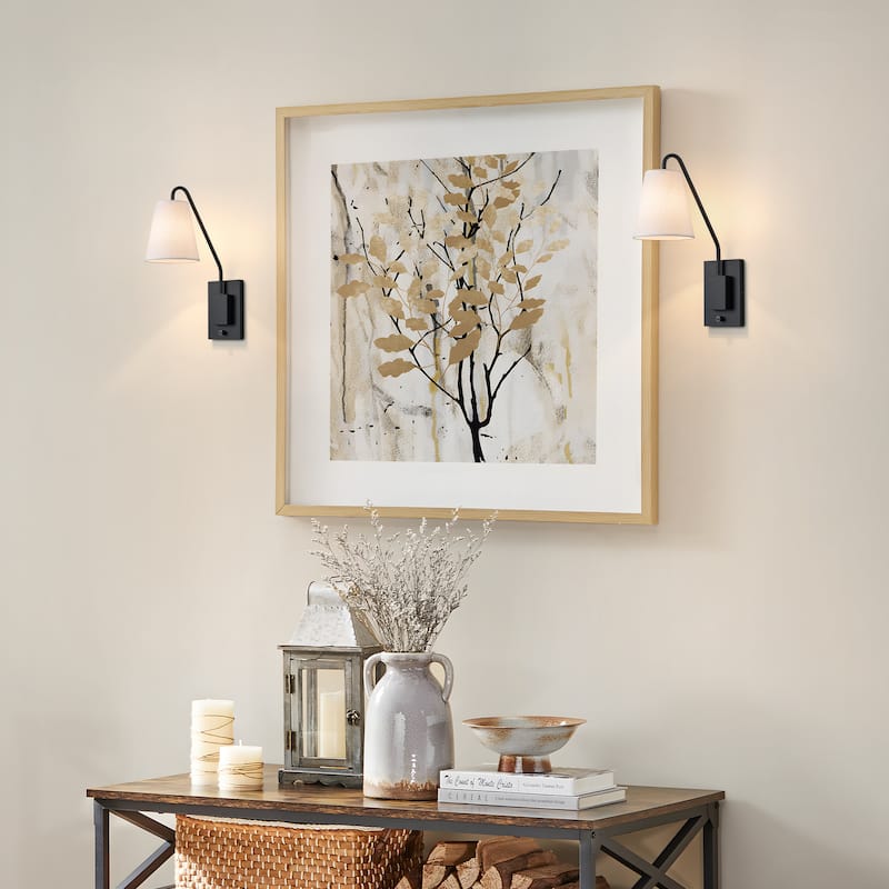 Starsky Dimmable Cotton-Linen Fabric Arm Wall Sconces(Set of 2)