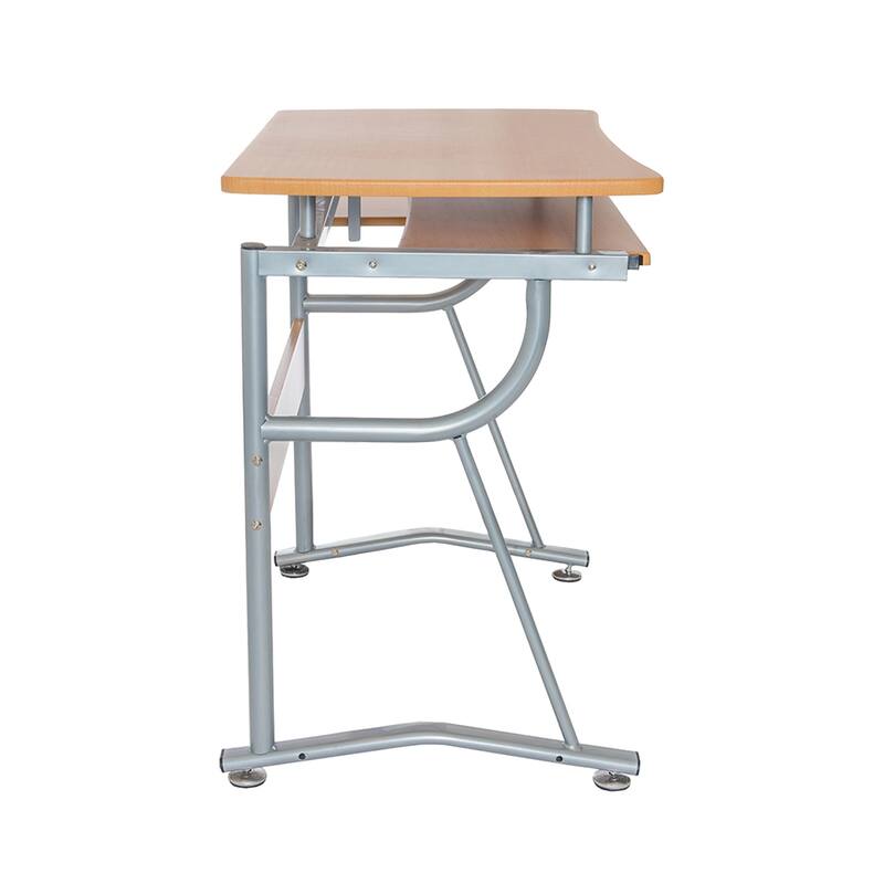 Techni Mobili Compact Computer Desk with Side Shelf and Keyboard Panel