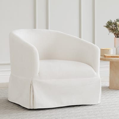 Luke Faux Slipcovered Swivel Accent Chairs for Living Room