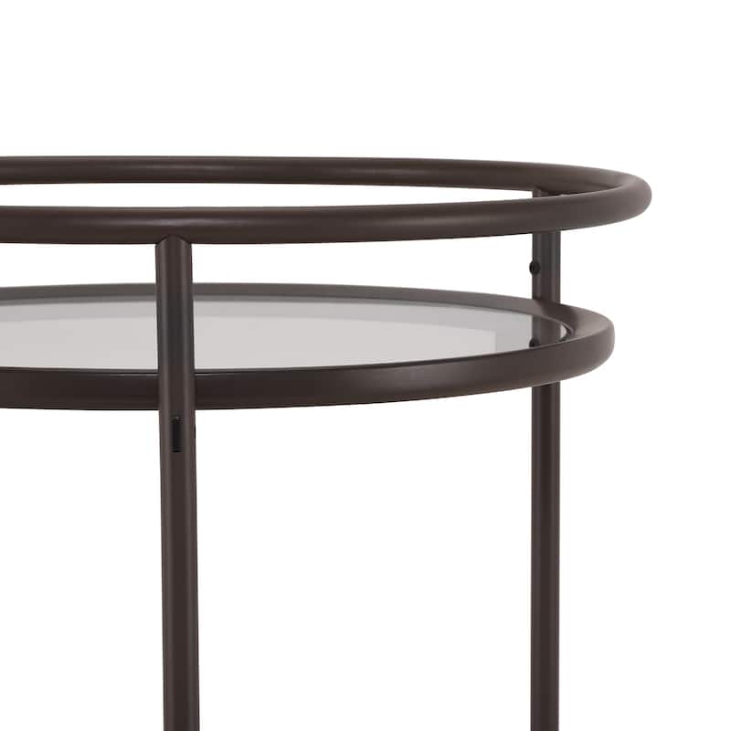 Christopher Knight Home - Aurelia Modern Round Bar Cart with Tempered Glass Shelves