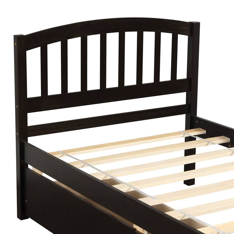 Twin Platform Storage Bed Wood Bed Frame with Two Drawers