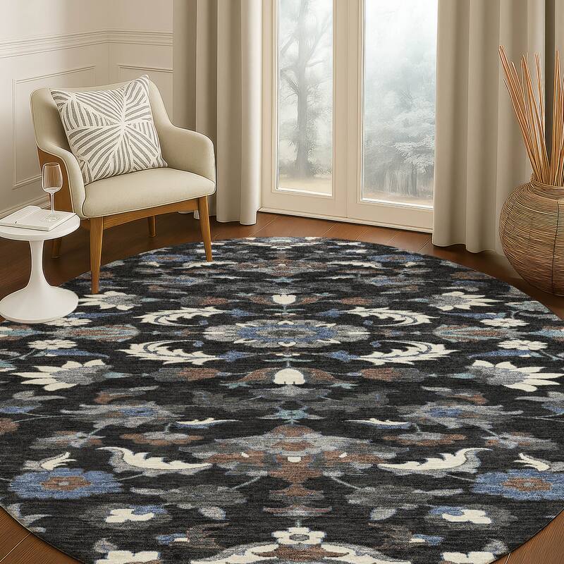 Machine Washable Indoor/ Outdoor Traditional Lanelle Chantille Rug