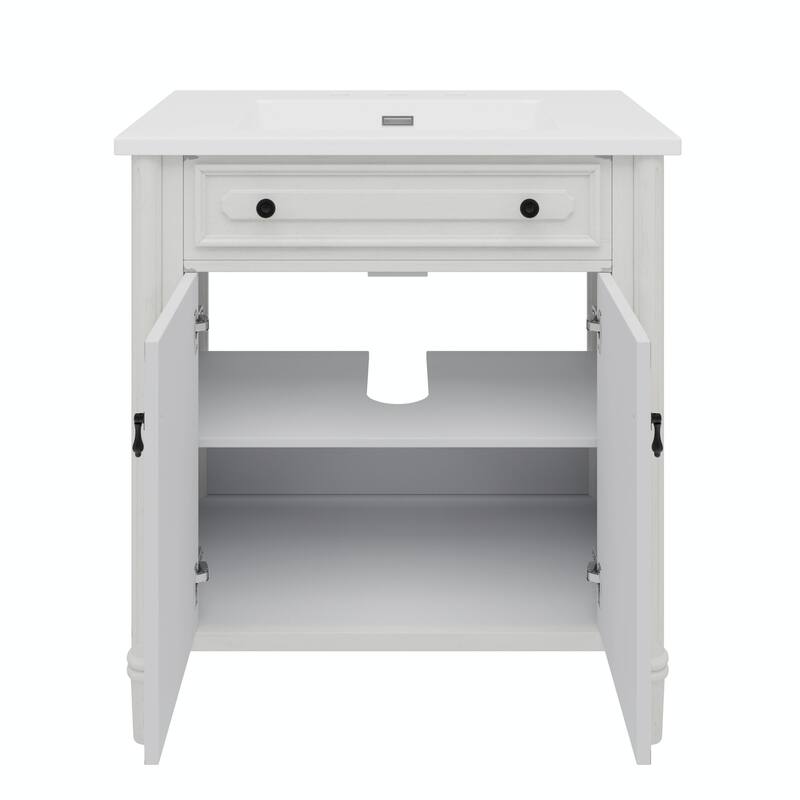 31" Vintage Bathroom Vanity with Sink - Rustic Cabinet with Soft Close Doors and Adjustable Shelf