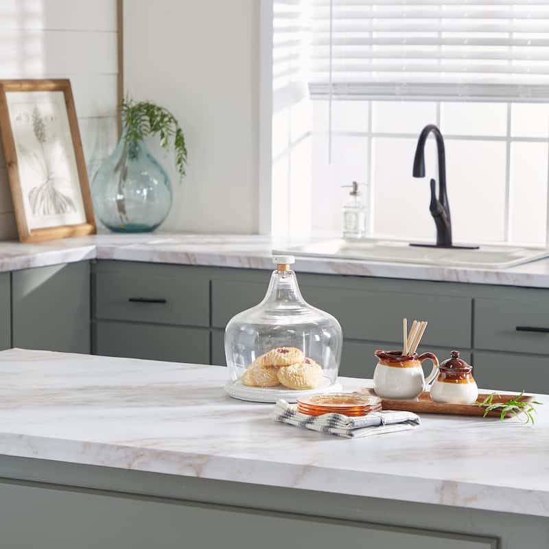 Ceramic Terrazzo Cake Stand with Glass Lid - White - Roche River Decor