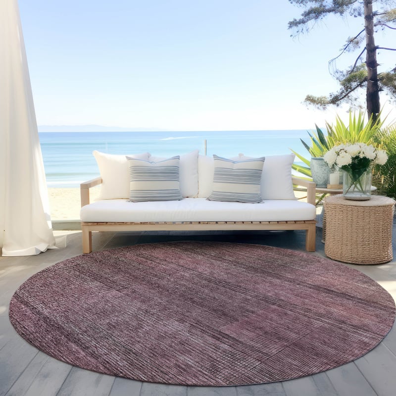 Machine Washable Indoor/ Outdoor Chantille Contemporary Imprints Rug - Merlot - 8' x 8'