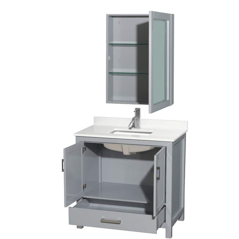 Wyndham Collection WCS141436S-QTZ-UNSMED Sheffield 36" Free Standing