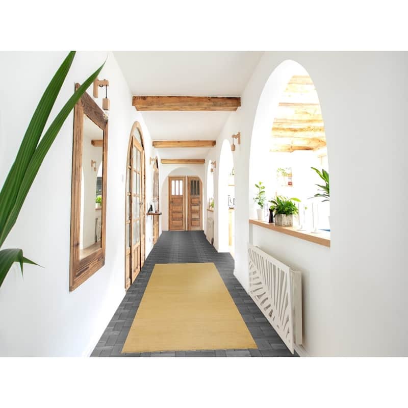 Yellow Modern Gabbeh Runner Rug Hand-Knotted Wool Carpet - 2'7"x 9'6"