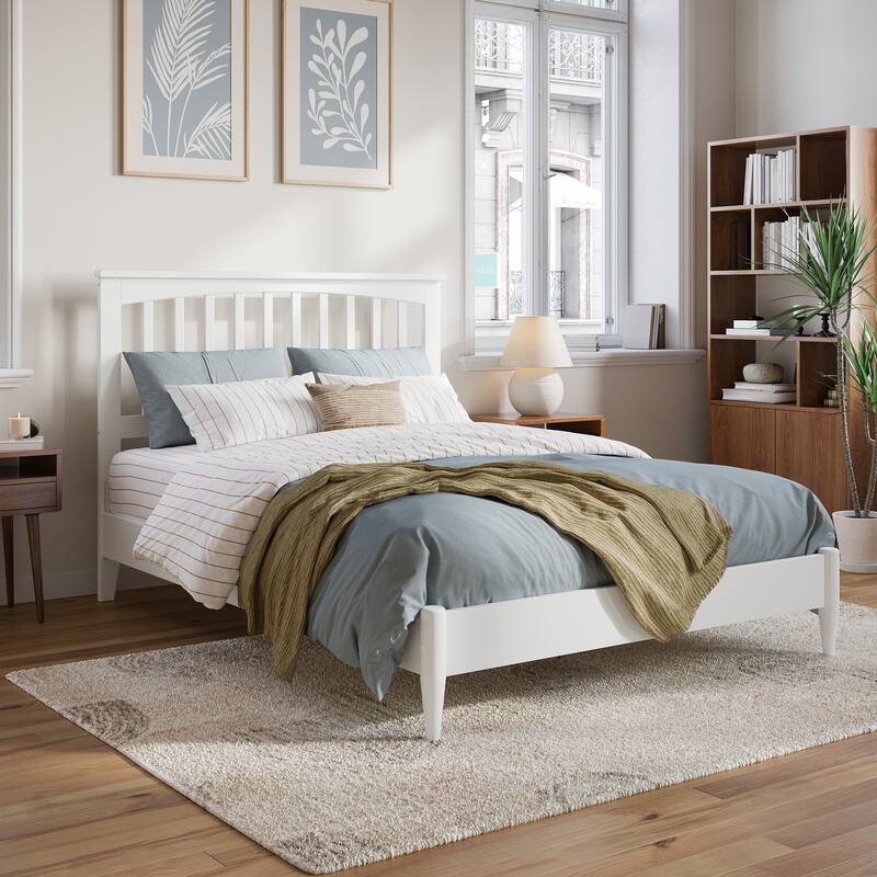 Becket Solid Wood Low Profile Platform Bed - White - Full