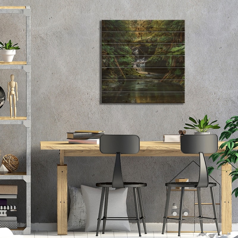 The Grace In A Waterfalls Print On Wood by Louis Ruth - Multi-Color