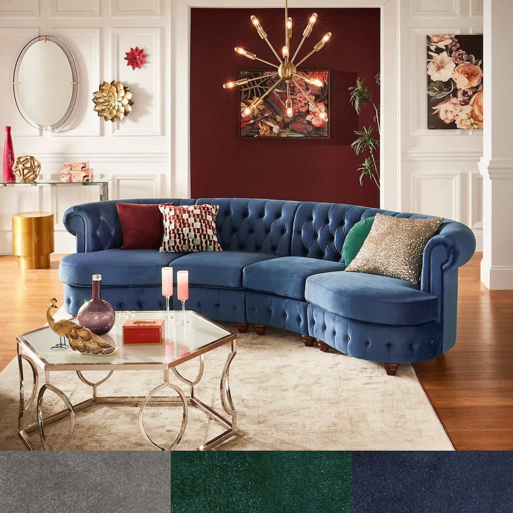 Morgan Velvet Scrolled 4-seat Curved Chesterfield Sofa by iNSPIRE Q Bold