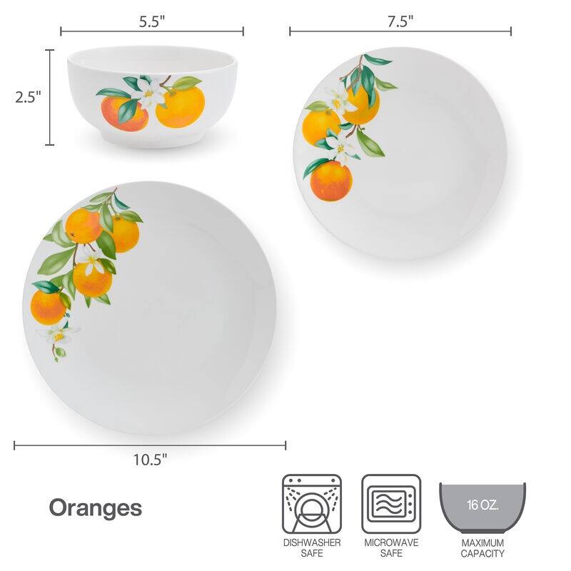Studio Nova Oranges 12-Piece Dinnerware Set, Service for 4