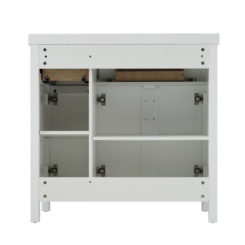 36" Bathroom Vanity Cabinet with Resin Integrated Sink - 2 Drawers, 3 Doors