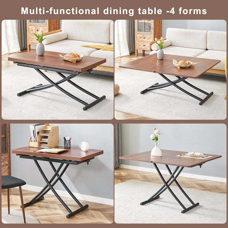 GDFStudio Tharion Wood Lift Table with Multifunctional Adjustable Design