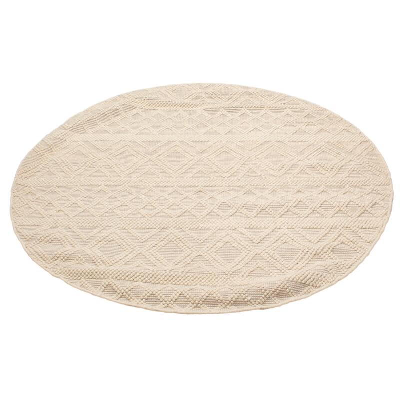 ECARPETGALLERY Braid weave Sienna Cream Wool Rug - 5'10 x 5'10