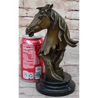 Abstract Modern Art Horse Head Bust Bronze Statue Sculpture Marble Base Figurine