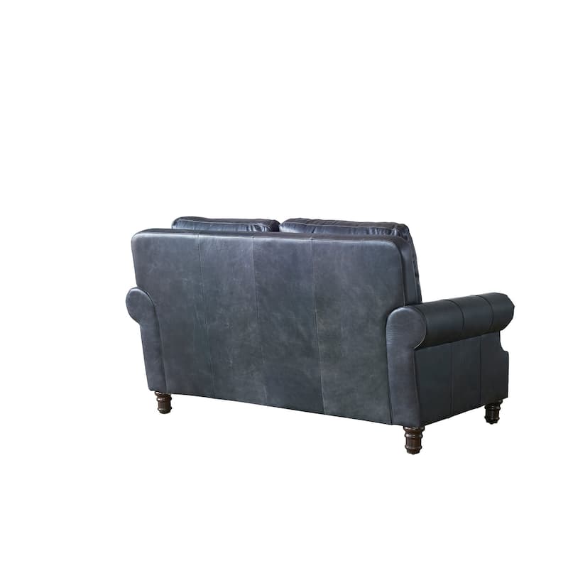 English Rolled Arm Love Seat - Leather