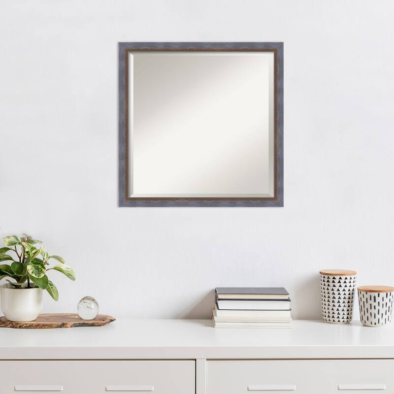 Two Tone Beveled Wood Framed Wall Mirror