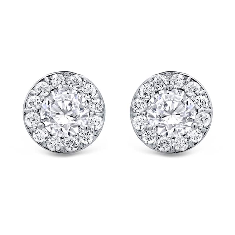 Auriya 14k Gold 1ctw Round Halo Diamond Stud Earrings