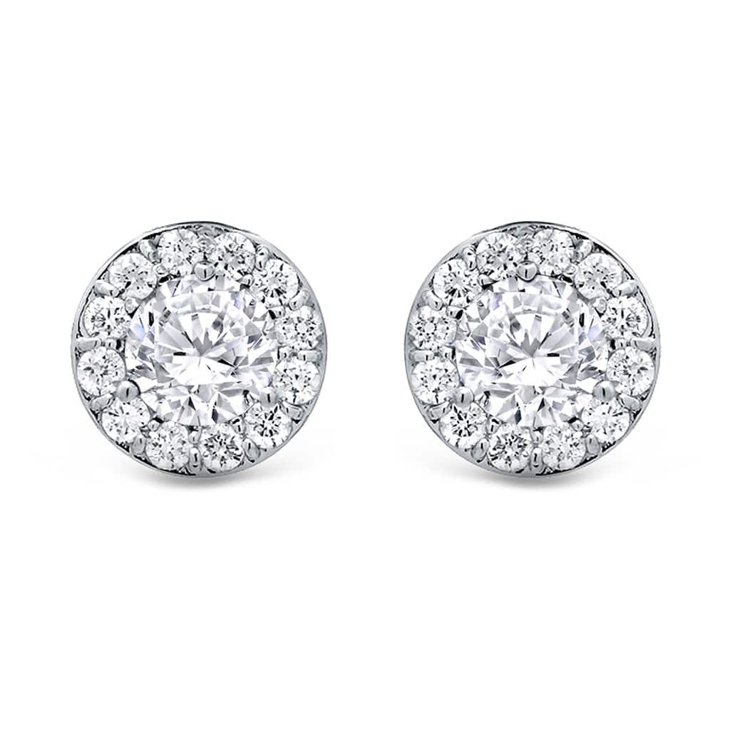 Auriya 14k Gold 1ctw Round Halo Diamond Stud Earrings